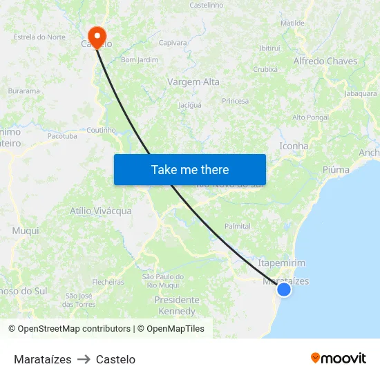 Marataízes to Castelo map