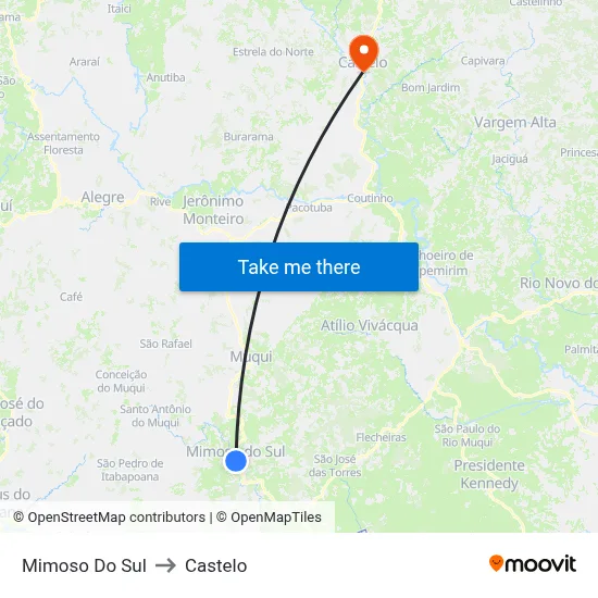Mimoso Do Sul to Castelo map