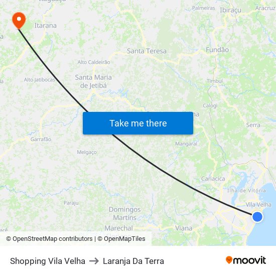 Shopping Vila Velha to Laranja Da Terra map