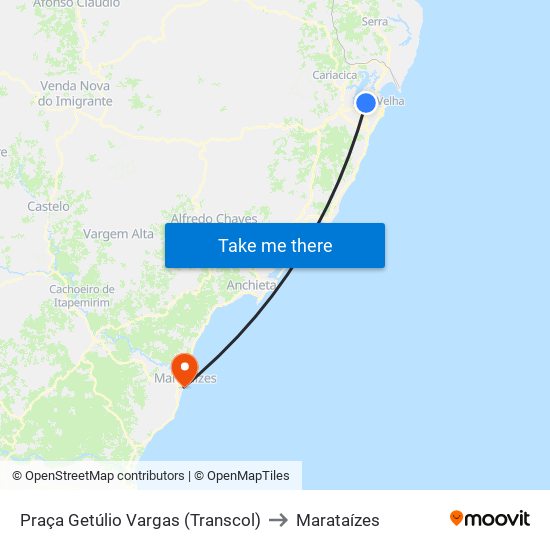 Praça Getúlio Vargas (Transcol) to Marataízes map