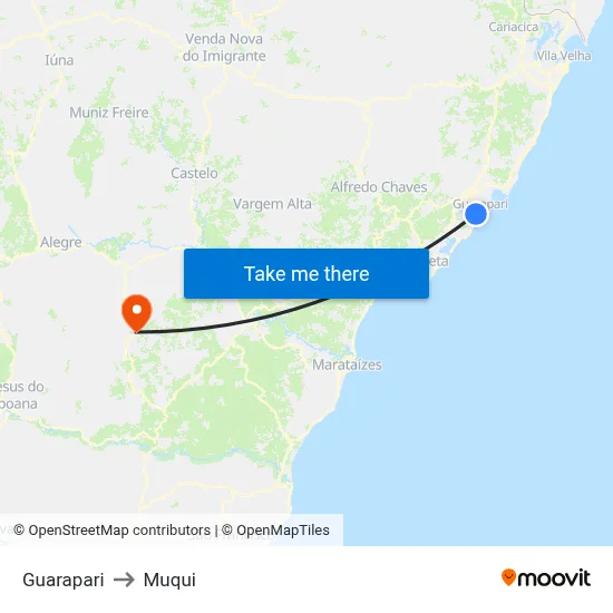 Guarapari to Muqui map