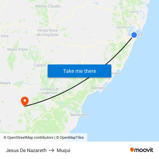 Jesus De Nazareth to Muqui map