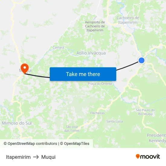 Itapemirim to Muqui map
