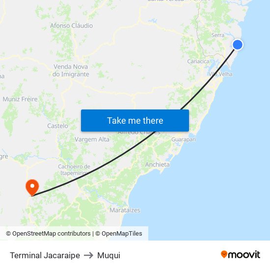 Terminal Jacaraipe to Muqui map