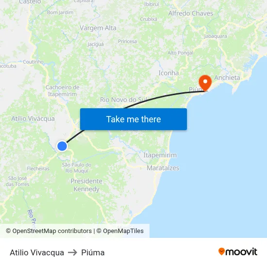 Atilio Vivacqua to Piúma map