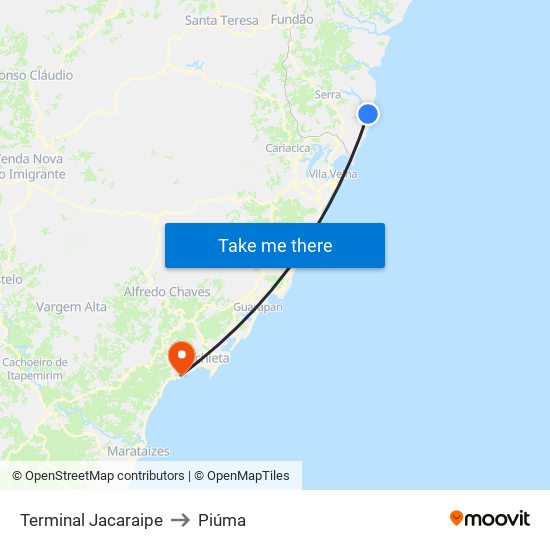 Terminal Jacaraipe to Piúma map