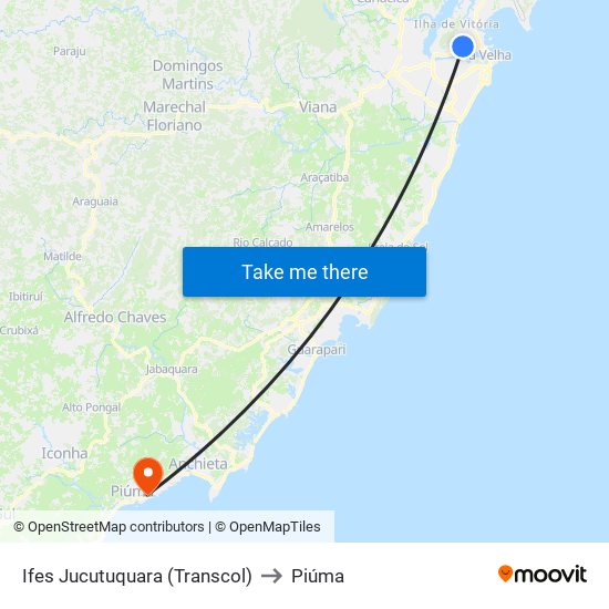 Ifes Jucutuquara (Transcol) to Piúma map
