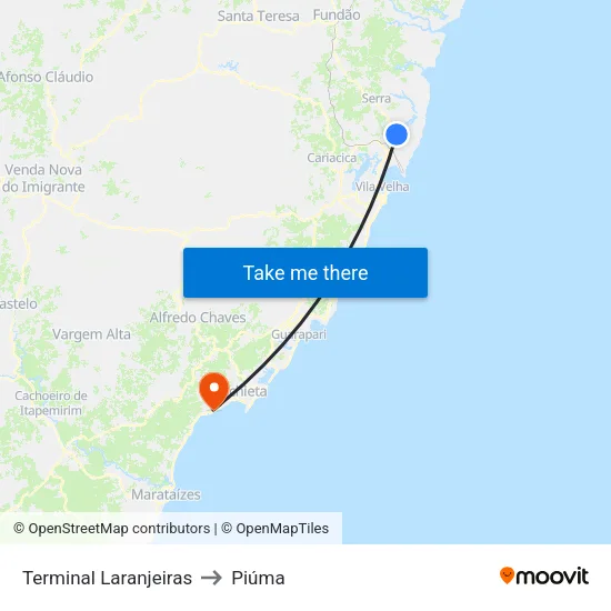 Terminal Laranjeiras to Piúma map