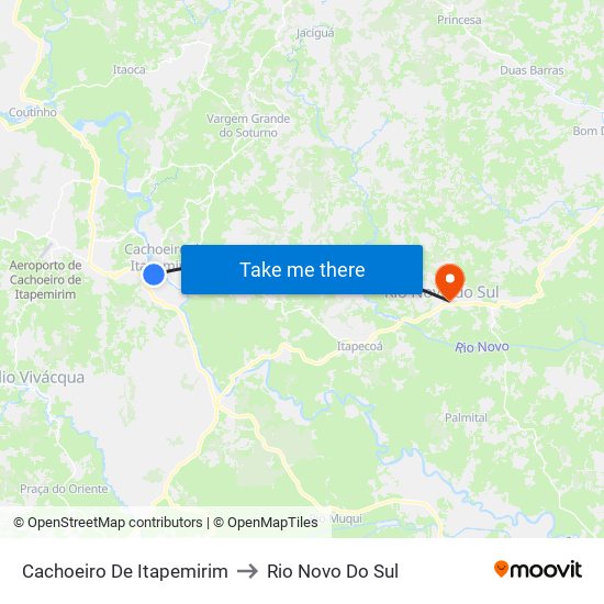 Cachoeiro De Itapemirim to Rio Novo Do Sul map