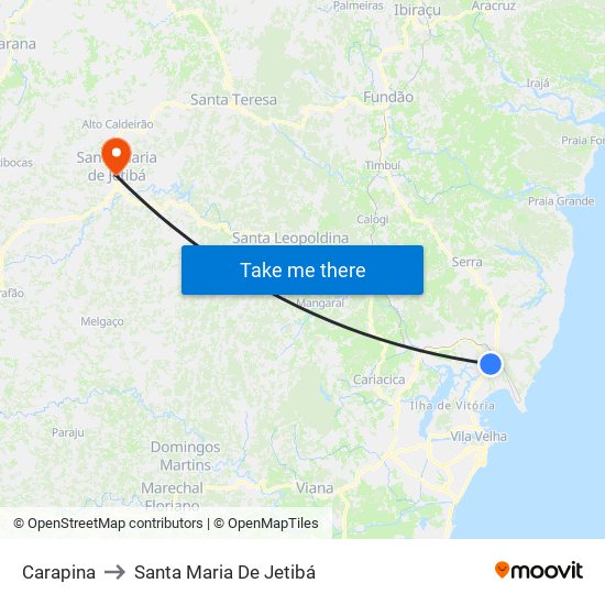 Carapina to Santa Maria De Jetibá map