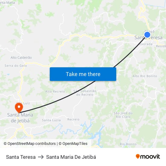 Santa Teresa to Santa Maria De Jetibá map