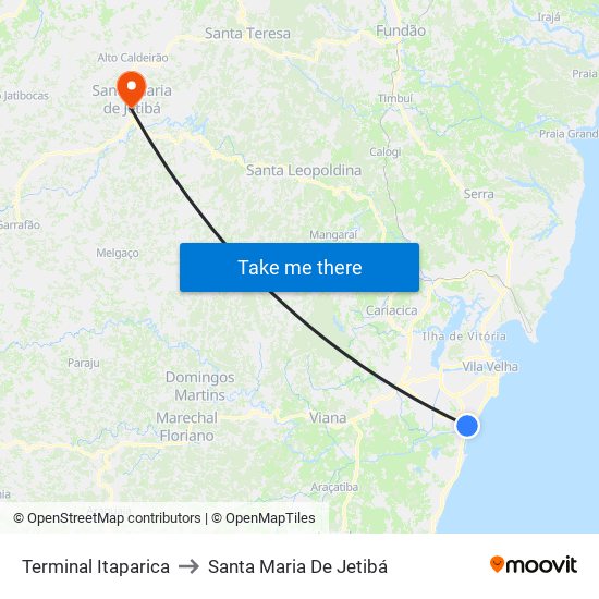 Terminal Itaparica to Santa Maria De Jetibá map