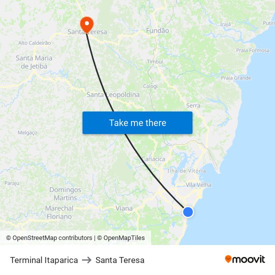 Terminal Itaparica to Santa Teresa map