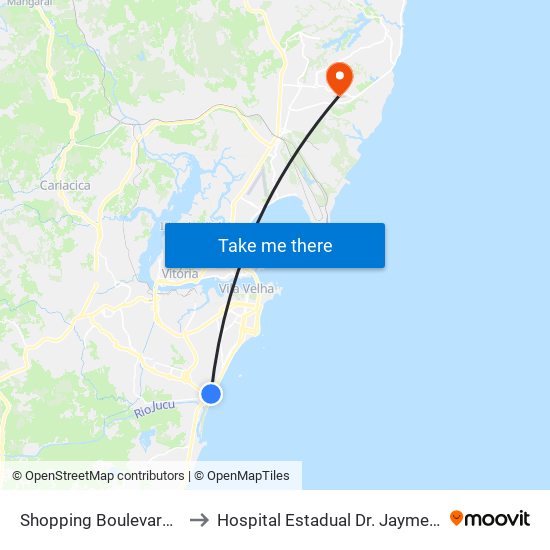 Shopping Boulevard Vila Velha to Hospital Estadual Dr. Jayme Santos Neves map