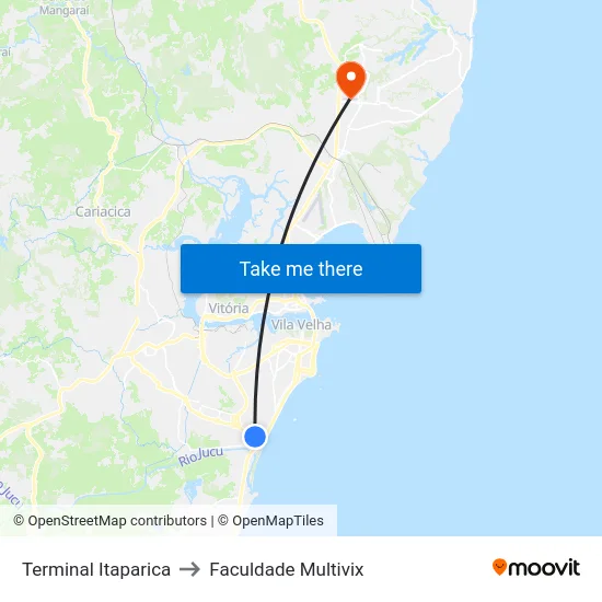 Terminal Itaparica to Faculdade Multivix map