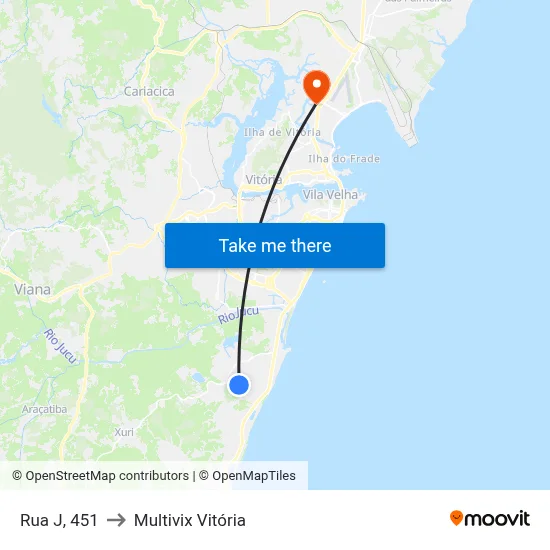 Rua J, 451 to Multivix Vitória map