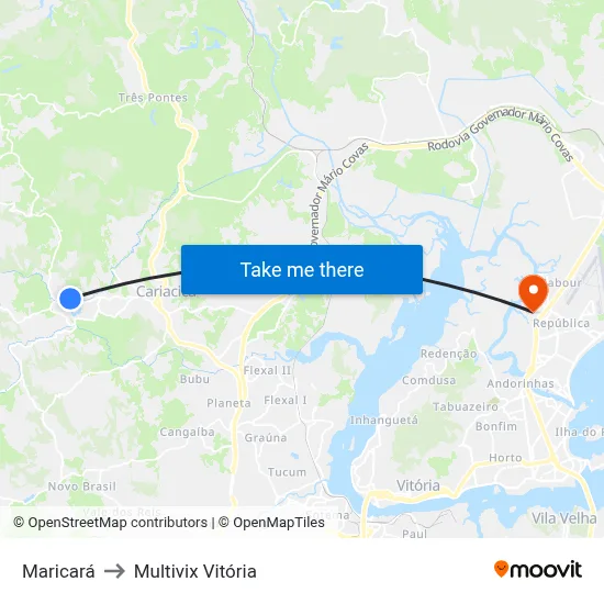 Maricará to Multivix Vitória map