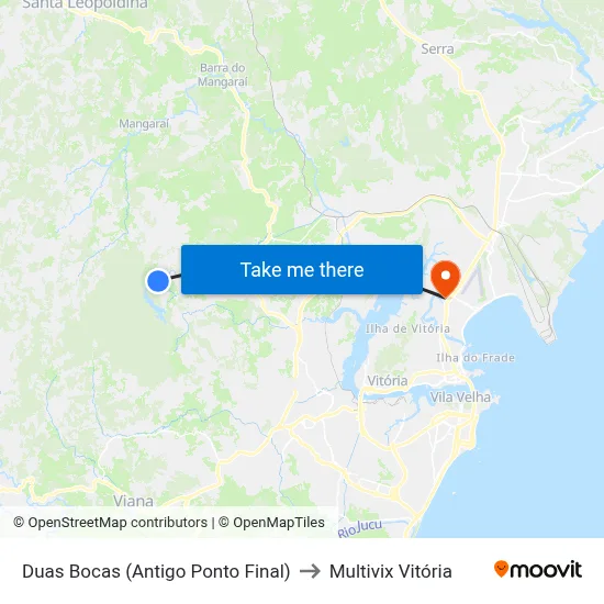 Duas Bocas (Antigo Ponto Final) to Multivix Vitória map