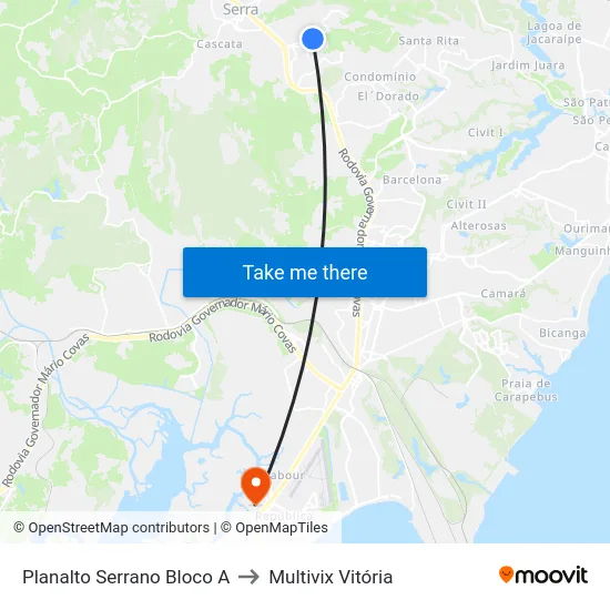 Planalto Serrano Bloco A to Multivix Vitória map