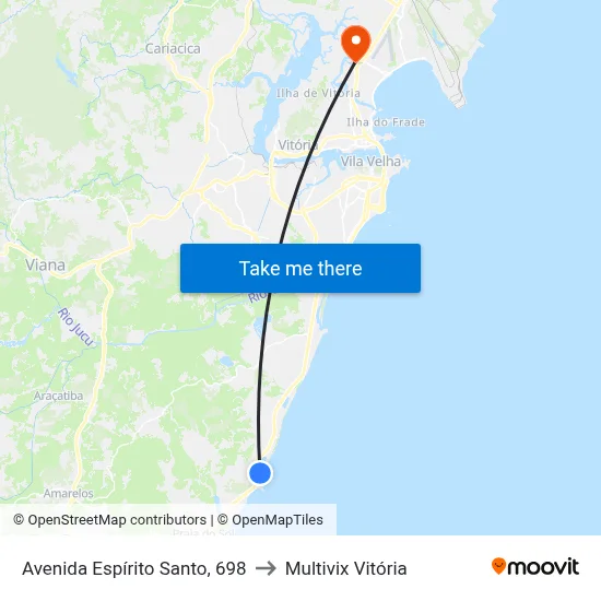 Avenida Espírito Santo, 698 to Multivix Vitória map