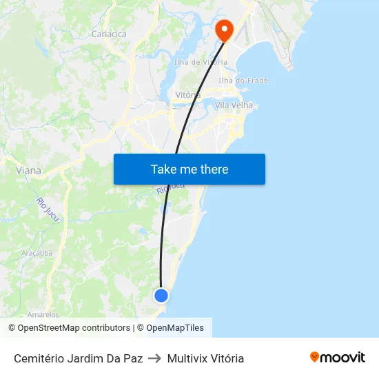 Cemitério Jardim Da Paz to Multivix Vitória map