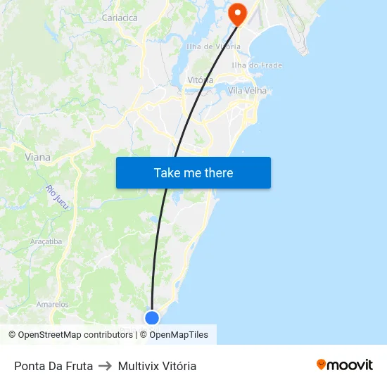 Ponta Da Fruta to Multivix Vitória map