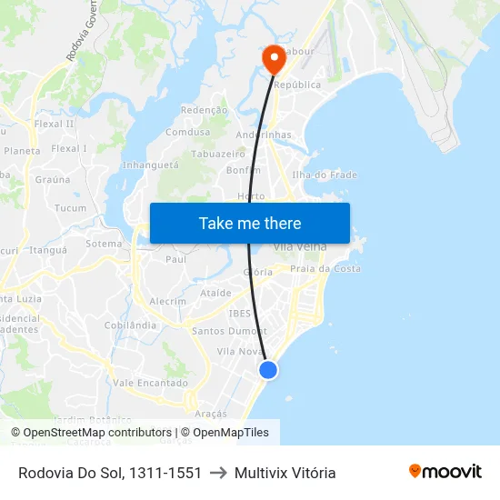 Rodovia Do Sol, 1311-1551 to Multivix Vitória map