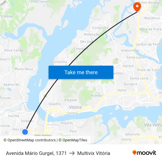 Avenida Mário Gurgel, 1371 to Multivix Vitória map