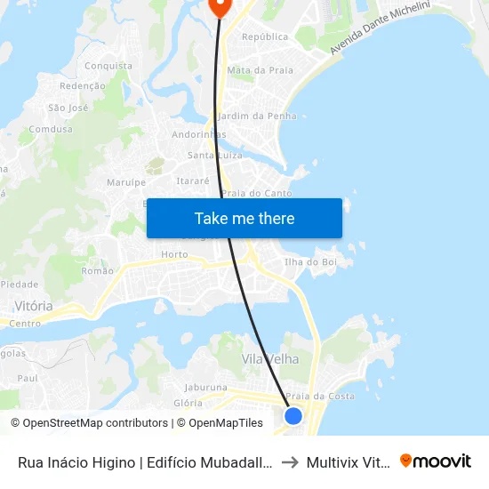 Rua Inácio Higino | Edifício Mubadalla Office to Multivix Vitória map