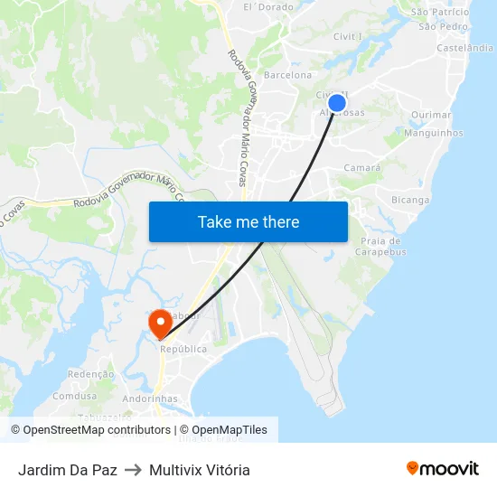 Jardim Da Paz to Multivix Vitória map