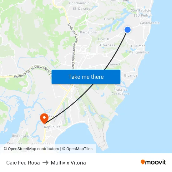 Caic Feu Rosa to Multivix Vitória map