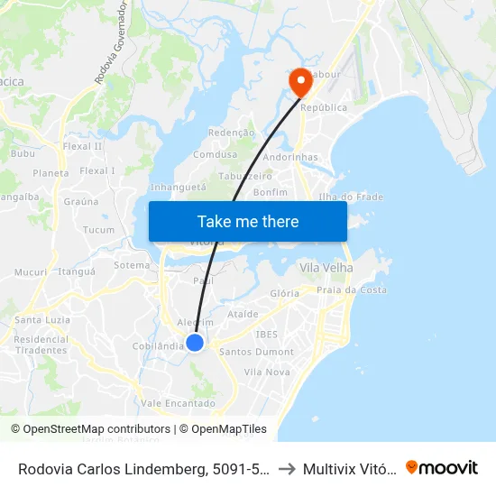 Rodovia Carlos Lindemberg, 5091-5349 to Multivix Vitória map
