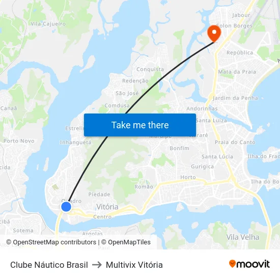 Clube Náutico Brasil to Multivix Vitória map