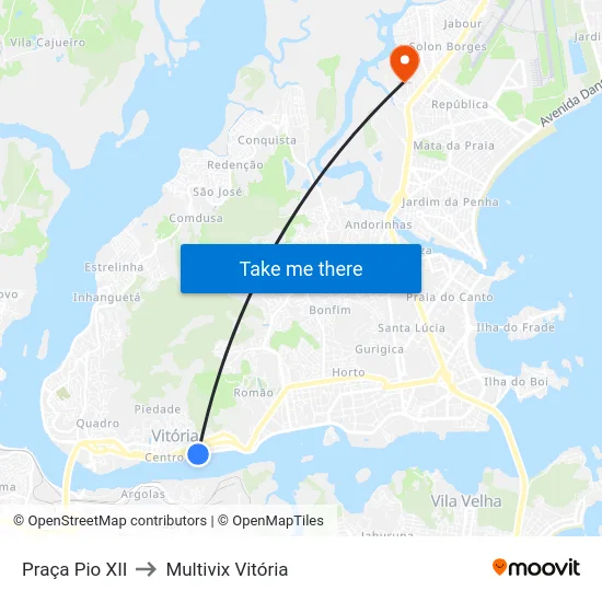 Praça Pio XII to Multivix Vitória map