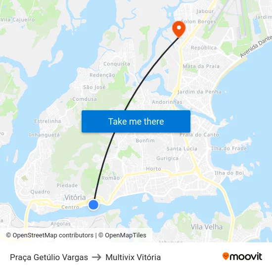 Praça Getúlio Vargas to Multivix Vitória map