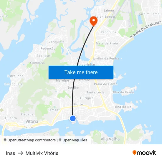 Inss to Multivix Vitória map