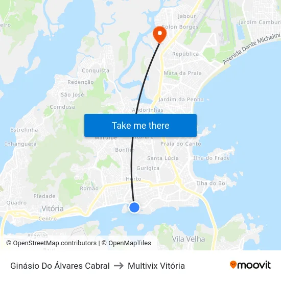 Ginásio Do Álvares Cabral to Multivix Vitória map
