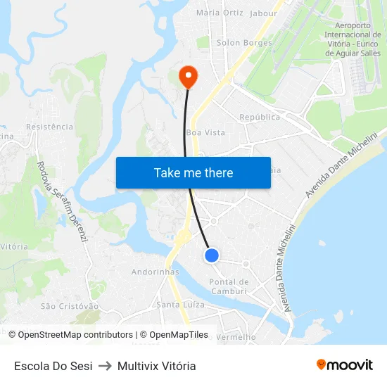 Escola Do Sesi to Multivix Vitória map