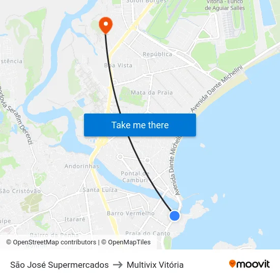 São José Supermercados to Multivix Vitória map