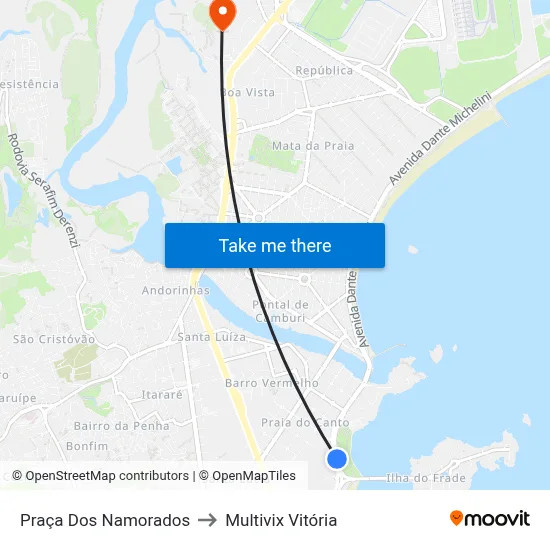 Praça Dos Namorados to Multivix Vitória map