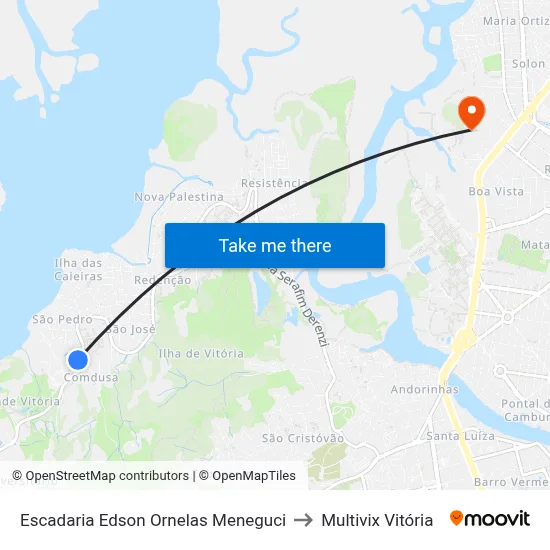 Escadaria Edson Ornelas Meneguci to Multivix Vitória map