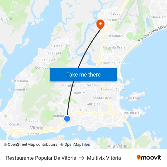 Restaurante Popular De Vitória to Multivix Vitória map