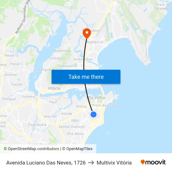 Avenida Luciano Das Neves, 1726 to Multivix Vitória map