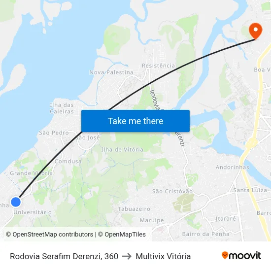 Rodovia Serafim Derenzi, 360 to Multivix Vitória map