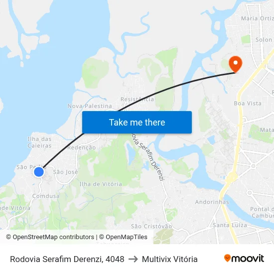 Rodovia Serafim Derenzi, 4048 to Multivix Vitória map