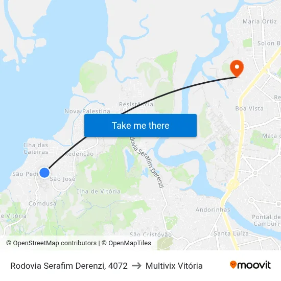 Rodovia Serafim Derenzi, 4072 to Multivix Vitória map