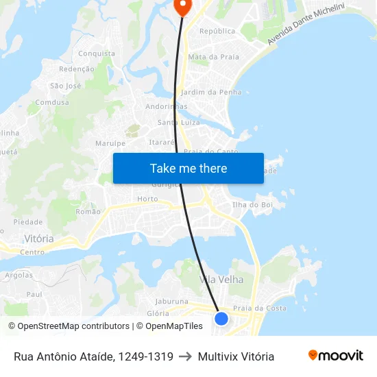 Rua Antônio Ataíde, 1249-1319 to Multivix Vitória map