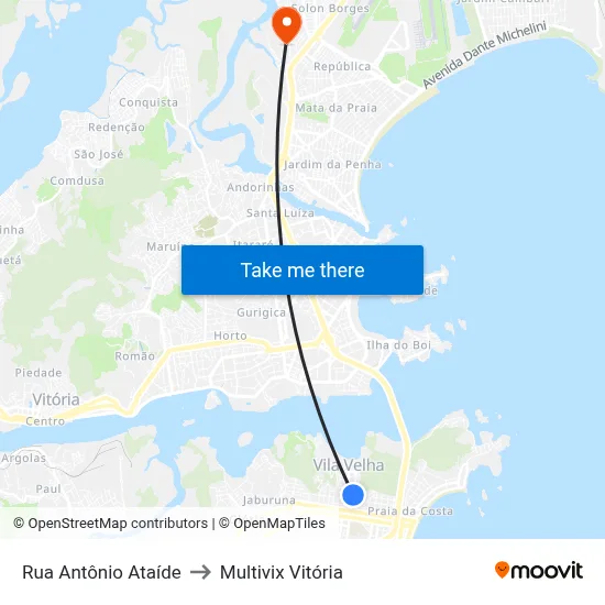 Rua Antônio Ataíde to Multivix Vitória map