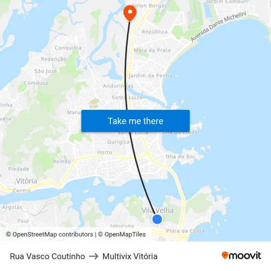 Rua Vasco Coutinho to Multivix Vitória map