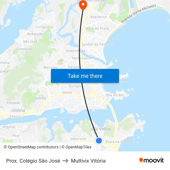 Prox. Colégio São José to Multivix Vitória map